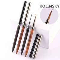 Pinceau à liner pour ongles en poils de Kolinsky avec manche en bois de santal, stylo de peinture pour ongles, pinceaux pour gel UV acrylique, outil de manucure en cristal, pinceau à ongles