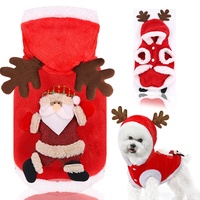 Costume de Noël pour chien, manteau à capuche en polaire douce, motif renne ou Père Noël, tenue de fête pour petits chiens