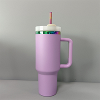 Gobelet isotherme de voyage 40oz, noir et blanc, plaqué arc-en-ciel, effet laser et holographique, prix de gros