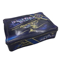 Boîte en métal personnalisée de grande taille, rectangulaire, carrée, adaptée aux aliments, pour chocolat, biscuits, emballage en métal personnalisé imprimé