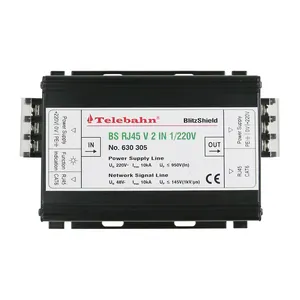 Telebahn In Stock Aluminum Enclosure 2.5kA/10kA for IP Camera Monitoring System 12V/24V/48V/220V Surge Protector RJ45 SPD