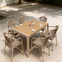 Tables et chaises de salle à manger modernes pour jardin, terrasse, restaurant ou café, ensemble de table à manger en aluminium pour extérieur