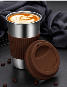 2020 estilo taza de acero inoxidable Oficina cerveza jugo de otoño-prueba tazas con tapa - Product Image 2