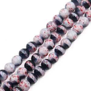 Cuentas de Vidrio Blancas de 10 mm con Base Blanca y Diseño de Salpicaduras, Cuentas Sueltas Mixtas de Color Rosa, Morado y Verde <span class=keywords><strong>para</strong></span> Hacer Pulseras y Joyería de Verano - Product Image 1