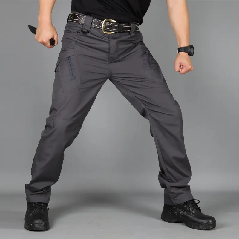 Pantaloni impermeabili elastici Ripstop comodi personalizzati abbigliamento da lavoro uomo blu Navy da combattimento ad asciugatura rapida da uomo pantaloni Cargo tattici da uomo