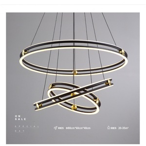 Modern Minimalist Circular Chandelier Led Black 80cm Living Room Pendant <b>Light</b> - Product Image 5