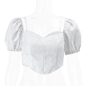 Sling manga corta Fit Casual diseños para mujer verano deportes Crop Tops camisas sin espalda blusa de Color sólido - Product Image 5