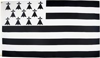 100% Polyester Brittany 3X5 Ft Bretagne Gwenn-ha-du Drapeau Bars Logo Imprimé Numérique pour Concerts et Chambres Décor avec Œillets
