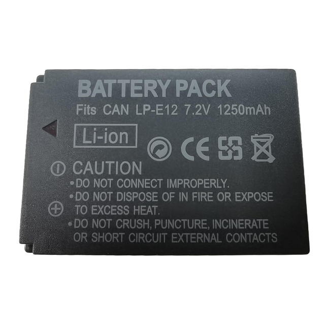 1250mAh LP-E12 LP E12 LPE12 Li-ion Battery for Canon EOS M50, EOS M100,100D Kiss X7 Rebel SL1 Camera