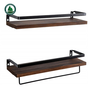 ชั้นวางของในห้องน้ำแบบลอยติดผนัง Woodbuddy พร้อมราวแขวนผ้าขนหนูสำหรับห้องน้ำ - Product Image 2