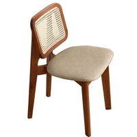 Chaise de salle à manger classique et pratique en rotin, chaise rembourrée en bois massif pour salle à manger