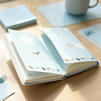 Carnet en cuir PU bleu doux format A5, 100 pages, motif imprimé, avec sangle mignonne pour prise de notes, édition cadeau