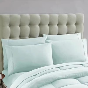 Oeko-Tex chuyên nghiệp sợi nhỏ Nữ Hoàng giường Comforter thiết lập màu rắn tất cả các mùa mềm xuống thay thế 200tc 3 mảnh thiết lập - Product Image 5