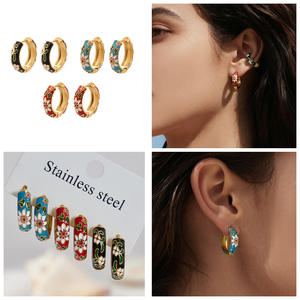 Boucles d'oreilles en émail style bohème <span class=keywords><strong>chic</strong></span>, faites à la main, avec crochet, pour festival, mariage, usage quotidien - Product Image 2