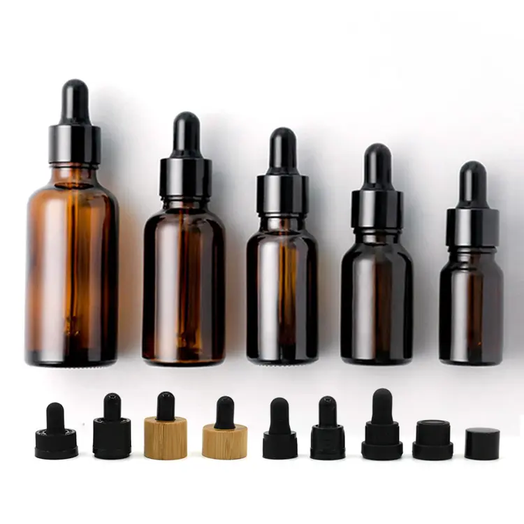 Brown Cylinder Glass Tropf flasche Amber ätherische Öl flasche für kosmetisches Bartöl Serum Parfüm