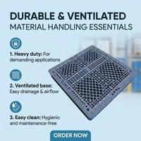 Palette en plastique robuste pour entrepôt avec surface grillagée et base en forme de cadre pour la manutention des matériaux