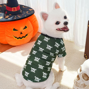 Gilet d'Halloween pour chien et chat, imprimé crâne, style fin, vêtements toutes saisons pour Teddy Bichon Pomeranian - Product Image 3