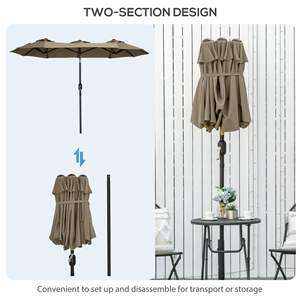 DB for Hot sale 9.5ft Double-Sided <b>Patio</b> <b>Umbrella</b> <b>Large</b> Outdoor Market <b>Umbrella</b> with Push Button Tilt Crank 3 Air Vents 12" Base - Product Image 5