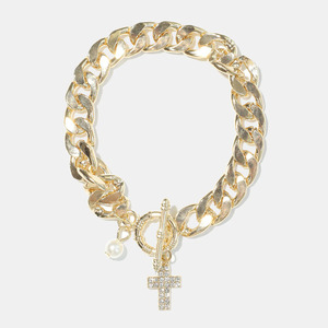 Hot-selling Trendy Hip-hop Geometric Gold Plated Copper Charm Pendant Adjustable Cuban Bracelet <b>Bangle</b> for Women <b>Men</b> - Product Image 4