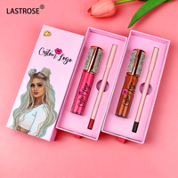 En gros, Ensemble de maquillage végan DIY personnalisé avec gloss et crayon à lèvres à nœud rose doré, mignon, pour marque privée