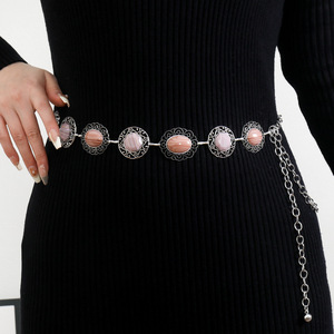 Nouvelle chaîne de taille en métal durable argenté vintage style bohème <span class=keywords><strong>chic</strong></span> pour <span class=keywords><strong>femme</strong></span>, <span class=keywords><strong>ceinture</strong></span> fine polyvalente de 125 cm pour robes – Collection été 2025 - Product Image 3