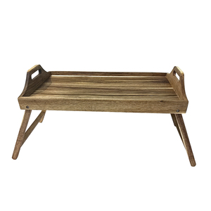 Bandeja de mesa de cama de madera de acacia grande Natural House con patas plegables Bandeja de desayuno de madera para computadora portátil en el sofá o la cama - Product Image 4