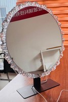 Miroir de maquillage LED rond, à poser sur le bureau ou à fixer au mur, avec cadre ondulé, tactile, à intensité variable, argenté, miroir HD