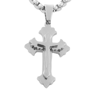 Men's Stainless Steel <b>Cross</b> Pendant Necklace Geometric Design Punk Retro Style 120196 - Product Image 1