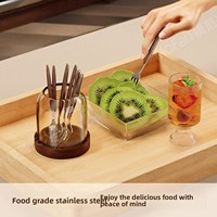Yun Récipient de rangement en verre sur pied de style rétro pour fourchettes à fruits, cuillères, pics à dessert et porte-baguettes (Style pastoral)