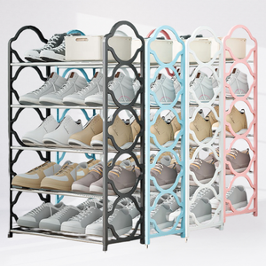 Organizador Moderno para Zapatos de 5 Niveles a Prueba de Polvo para el Hogar Estante Metálico de Plástico para Almacenamiento y Exhibición - Product Image 1