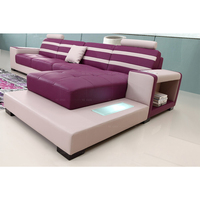 Ensemble de canapés multifonctionnels en forme de L, modernes et simples, en cuir violet, meubles de salon et de maison, canapés d'angle, canapés sectionnels