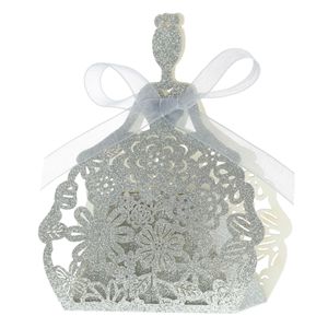 Boîtes à bonbons en papier en forme de mariée scintillante, boîtes à dragées creuses pour mariage, anniversaire, fête prénuptiale, décorations de fête, boîte cadeau de remerciement - Product Image 2