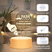 Apjielop - Cadeau de Noël pour papa - Lampe de nuit en acrylique blanc chaud - Contrôle tactile LED - Rechargeable par USB - Alimenté par batterie - Moderne - Chambre à coucher