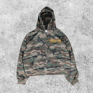 เสื้อฮู้ดซิปสองชั้นแบบกลับด้านได้ ลายพราง ผ้าคอตตอนถักแบบวาฟเฟิล หนานุ่ม อุ่นสบาย ไซส์ XL - Product Image 4