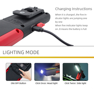 Plastic Aluminum Magnetic <strong>Led</strong> <strong>Light</strong> Adjustable Portable <strong>Led</strong> Flashlight Cob <strong>Led</strong> <strong>Work</strong> <strong>Light</strong> <strong>Rechargeable</strong> Base <strong>Work</strong> Magnetic <strong>Light</strong> - Product Image 2