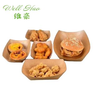 Disposable Snack Sushi Packaging Box Food Kraft Paper Tray