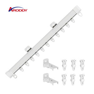 ARODDY Rail de plafond blanc occultant de 159,9 pouces à faible taux de défauts et support pour <span class=keywords><strong>tringles</strong></span> de rideaux simples - Product Image 1