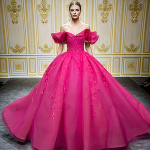 9986 Nouvelle robe de soirée longue à épaules dénudées de couleur unie pour femmes, robe de soirée brodée - Product Image 1