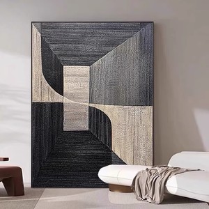 Dafen Village Oil Painting <b>Abstract</b> Geometric <b>Canvas</b> Art Black Frame Rectangle Modern Living Room Decor - Product Image 3