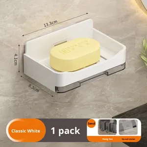 Modern No-Drill Soap Dish No Drilling Wall Mounted Layer Soap Holder Soap Sponge Dish Bathroom Accessories - Product Image 6