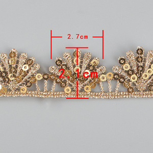 Nhà Máy Vàng Long Lanh Nước Hòa Tan Ren Phụ Kiện Đính Cườm Mã Thanh Quốc Gia Quần Áo Lãnh Đạo Phụ Kiện Ren <span class=keywords><strong>Trim</strong></span> - Product Image 2