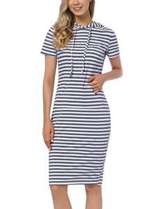 Wholesale Stripe Soft Cotton Oversized Drawstring <strong>Women's</strong> <strong>Sweatshirt</strong> Hoodie <strong>Dress</strong> - Product Image 1
