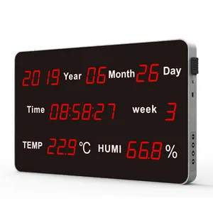 LED Digital Tabung Tampilan Elektronik Kalender Dinding Jam Temperature Humidity Tampilan Data Logger