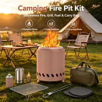 Brasero d'intérieur/extérieur sans fumée en acier inoxydable à double paroi avec gril barbecue et sac de transport pour balcon, patio, jardin – Idéal comme cadeau