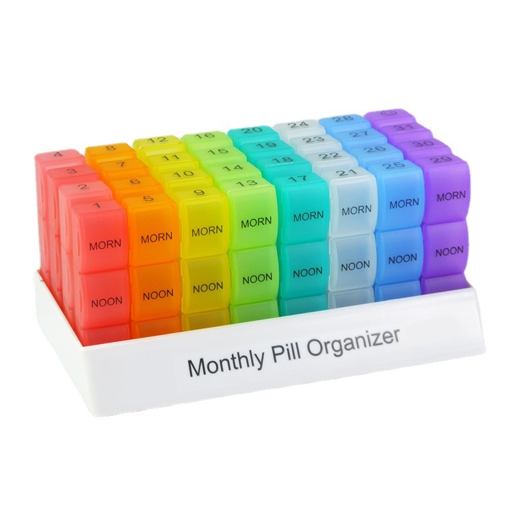 Wholesale New January 31 Days Plastic Medicine Box Grid Colorful Large Medicine Patented Portable Packaging Batch