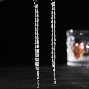 الأقراط شرابة طويلة على الموضة الكورية العصرية تعديل الوجه الدينية المتخصصة مصمم الزركون النحاس شرابة الأقراط النساء - Product Image 3