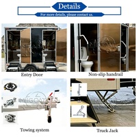 Remorque WC mobile d'intérieur dorée brillante, 2 cabines, toilettes portables avec lavabo et miroir pour mariages et événements