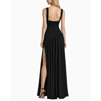 Robe maxi pour femmes élégante et chic de soirée à col carré et fente haute plissée personnalisée