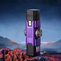 Briquet à double arc rechargeable par USB avec logo en métal brossé et plastique gaufré recyclable pour l'usage de la cigarette