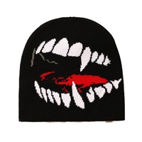 Bonnet en tricot jacquard unisexe Halloween, style gothique punk, chaud, pour l'automne et l'hiver, idéal pour les fêtes de rue